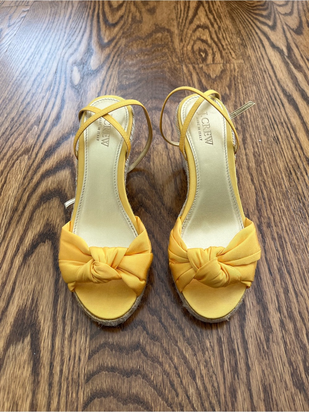 J. Crew Yellow Knot-Front Espadrille Wedge Sandals